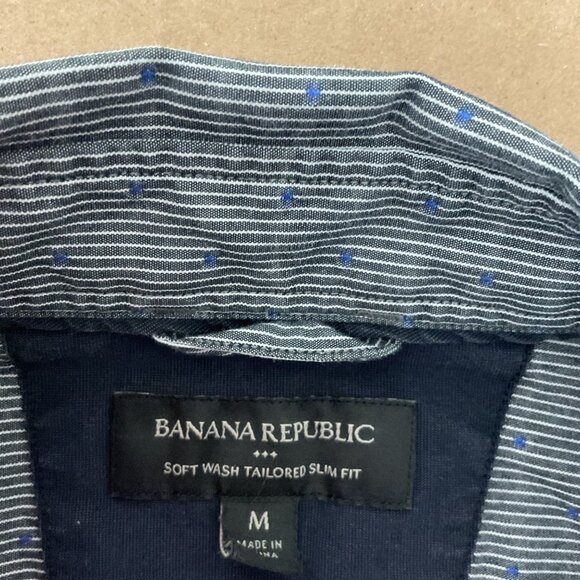 Banana Republic Mens Slim Fit Soft Wash Striped Button-Down Shirt M Cotton Blend - Picture 3 of 6